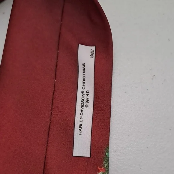 Harley Davidson Ralph Marlin Festive Motorcycle Tie - Burgundy and Multicolor - Picture 3 of 5